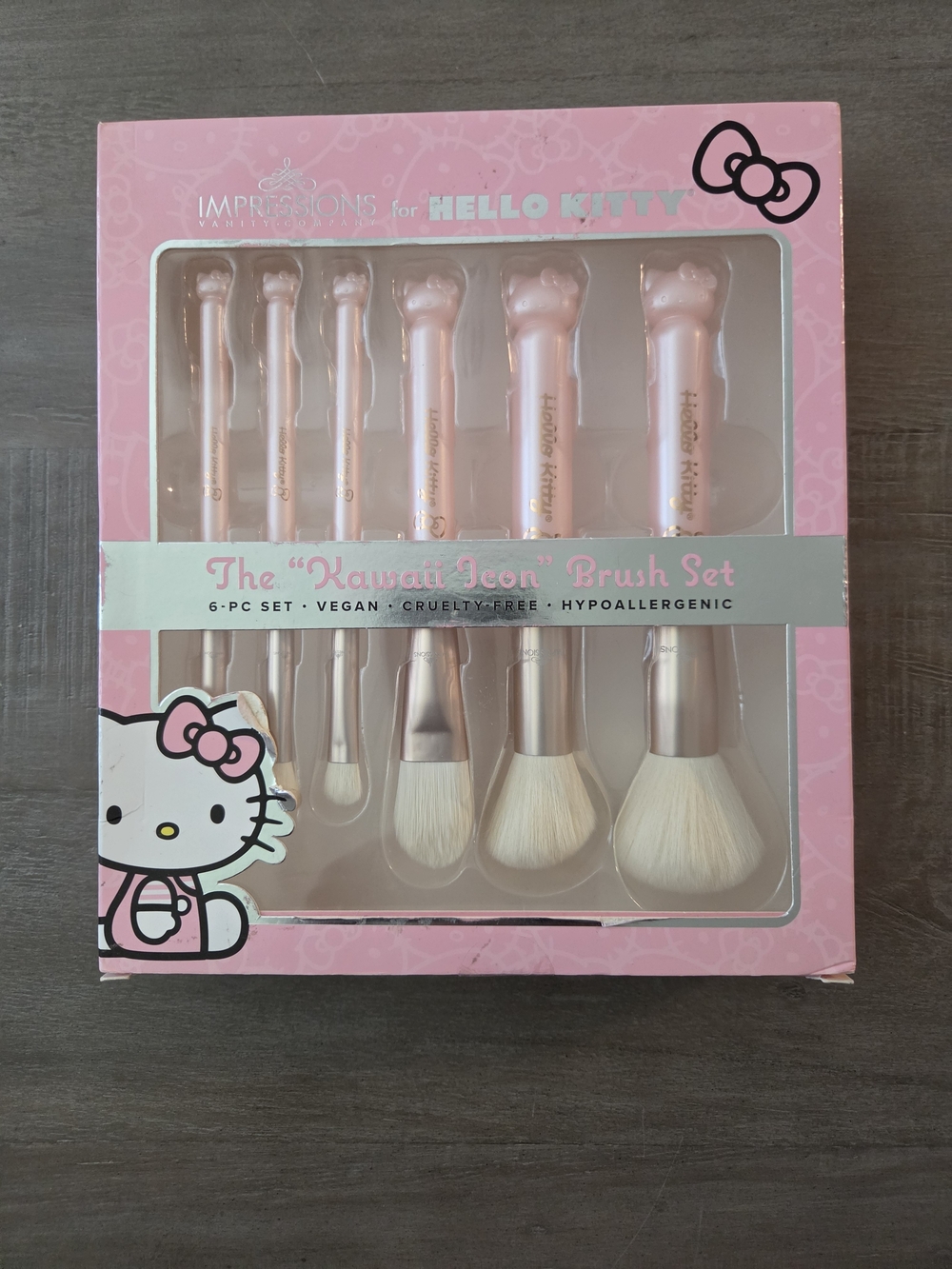 Hello Kitty Kawaii Pink 6-Piece Makeup Brush Set - Soft Synthetic Bristles